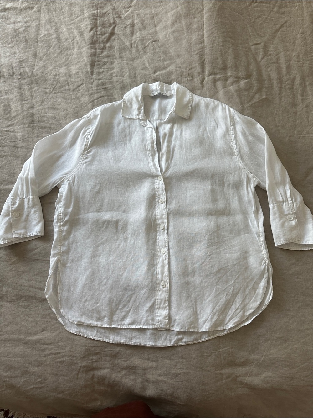 Zara White Button-Down Linen Shirt